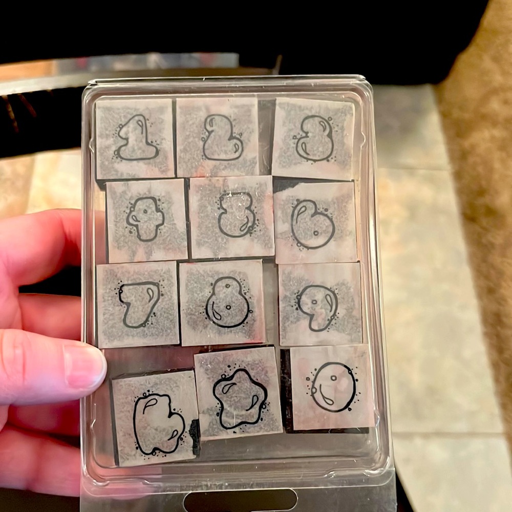 Number Bubble Rubber Stamp Set, 0-9, Star, Good Condition